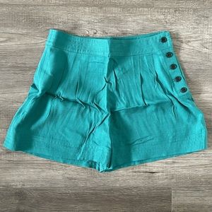 Club Monaco High Rise Side Button Green Lettee Shorts